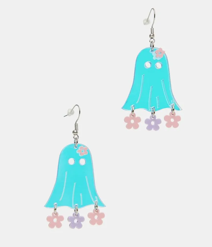 1960s Blue Groovy Ghost Flower Power Earrings AccessoriesHalloween Unique Vintage Accessories 1960s Blue Groovy Ghost Flower Power Earrings AccessoriesHalloween Unique Vintage Accessories