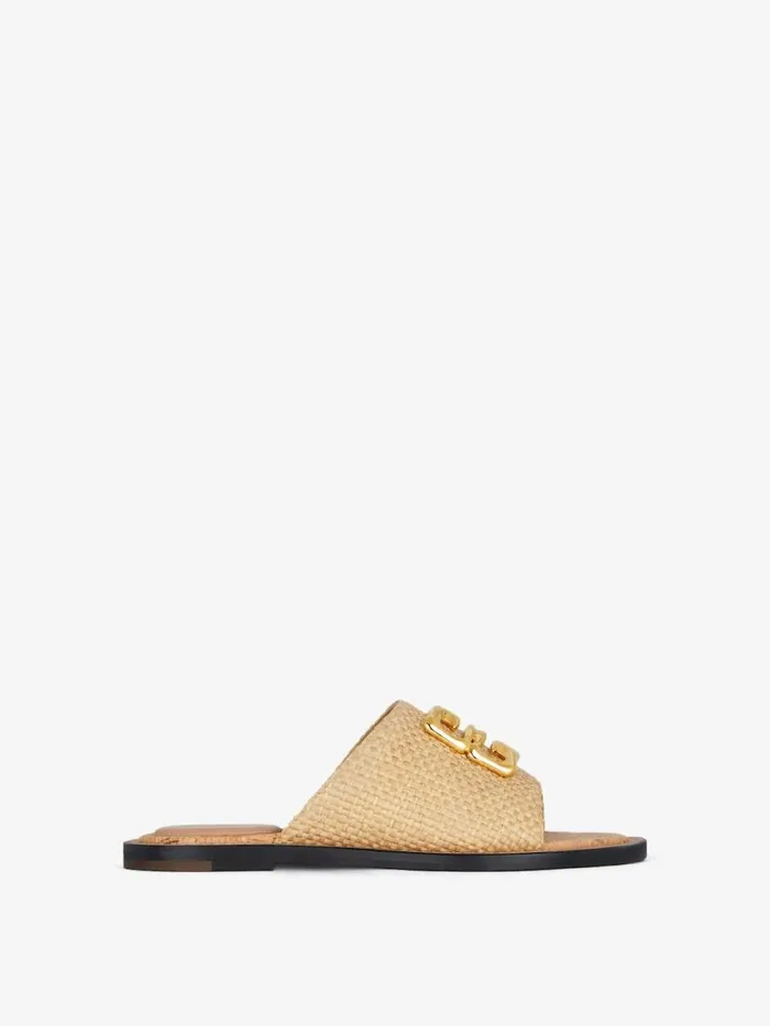 4g Liquid Flat Mules In Raffia Natural Women Givenchy Slides and Sandals