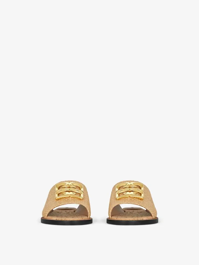 4g Liquid Flat Mules In Raffia Natural Women Givenchy Slides and Sandals