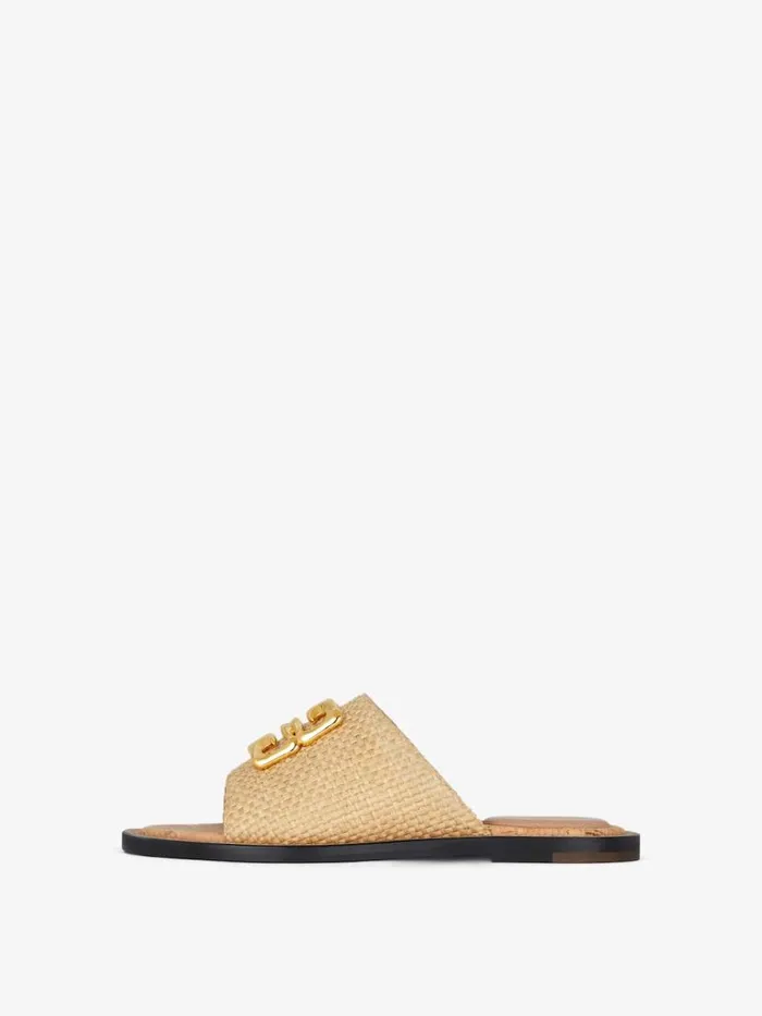 4g Liquid Flat Mules In Raffia Natural Women Givenchy Slides and Sandals