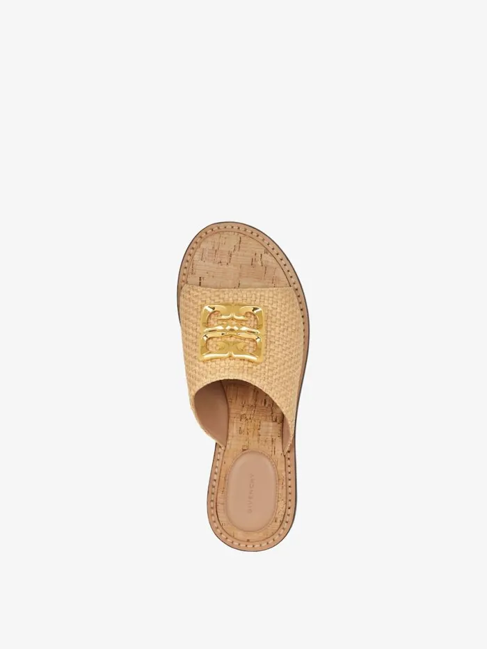 4g Liquid Flat Mules In Raffia Natural Women Givenchy Slides and Sandals