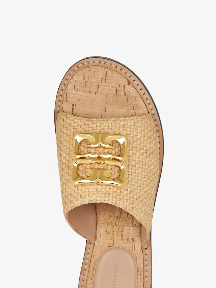 4g Liquid Flat Mules In Raffia Natural Women Givenchy Slides and Sandals