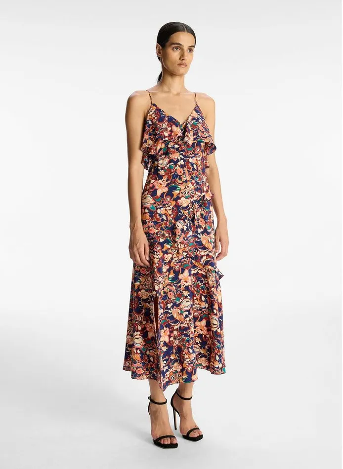 Accessories Women ALC Penelope Silk Midi Dress Port Wine Multi Accessories Women ALC Penelope Silk Midi Dress Port Wine Multi