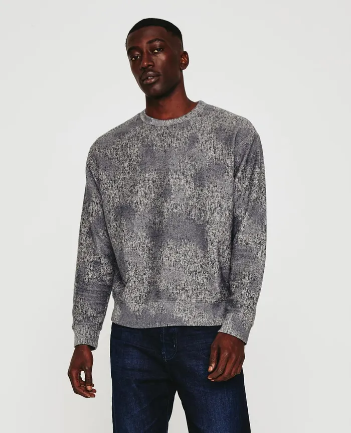 AG Jeans Arc Crew Ikat Heather Grey Multi Men Sweatshirts