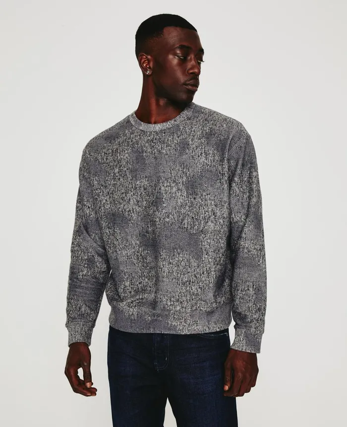 AG Jeans Arc Crew Ikat Heather Grey Multi Men Sweatshirts AG Jeans Arc Crew Ikat Heather Grey Multi Men Sweatshirts