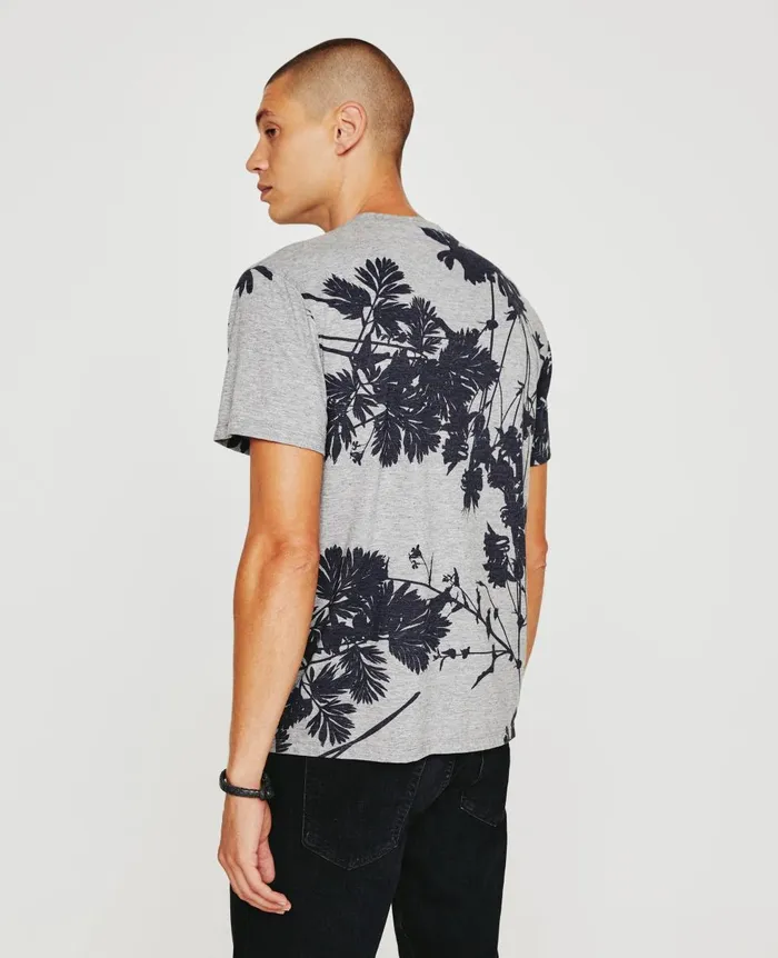 AG Jeans Bryce Crew Bold Flower Heather Grey Multi Men Tees AG Jeans Bryce Crew Bold Flower Heather Grey Multi Men Tees