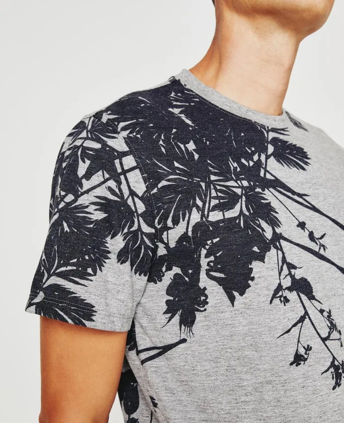 AG Jeans Bryce Crew Bold Flower Heather Grey Multi Men Tees AG Jeans Bryce Crew Bold Flower Heather Grey Multi Men Tees