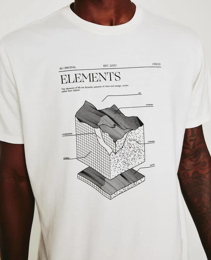 AG Jeans Bryce Crew Element White Cream Men Tees AG Jeans Bryce Crew Element White Cream Men Tees