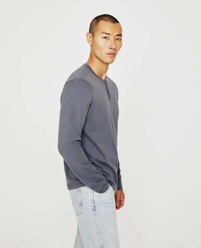 AG Jeans Bryce Long Sleeve Henley Slate Sky Men Tees AG Jeans Bryce Long Sleeve Henley Slate Sky Men Tees