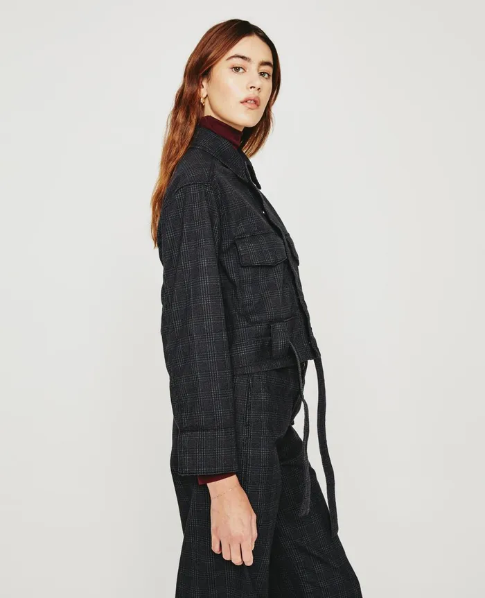 AG Jeans Elsie Belted Jacket Small Rue Maroon Multi Women Jackets AG Jeans Elsie Belted Jacket Small Rue Maroon Multi Women Jackets