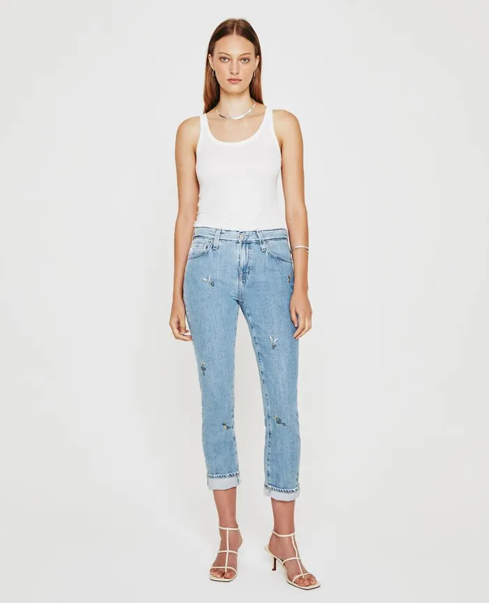 AG Jeans ExBoyfriend Slim Eb Super Bloom Flower Child Women Denim