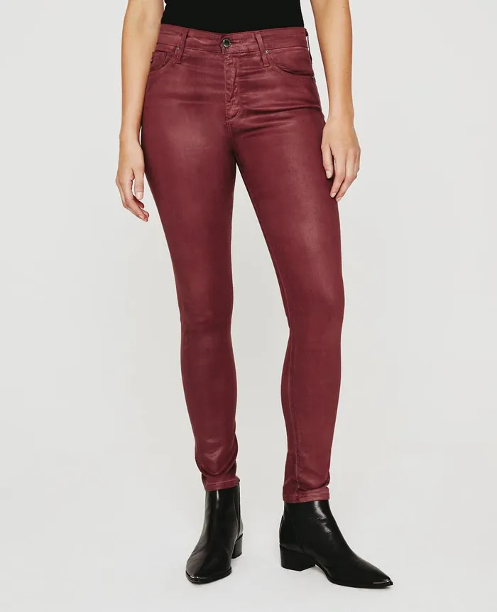 AG Jeans Farrah Skinny Ankle Leatherette Lt Dark Sangria Women Pants
