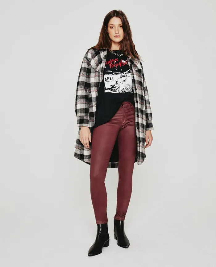 AG Jeans Farrah Skinny Ankle Leatherette Lt Dark Sangria Women Pants AG Jeans Farrah Skinny Ankle Leatherette Lt Dark Sangria Women Pants