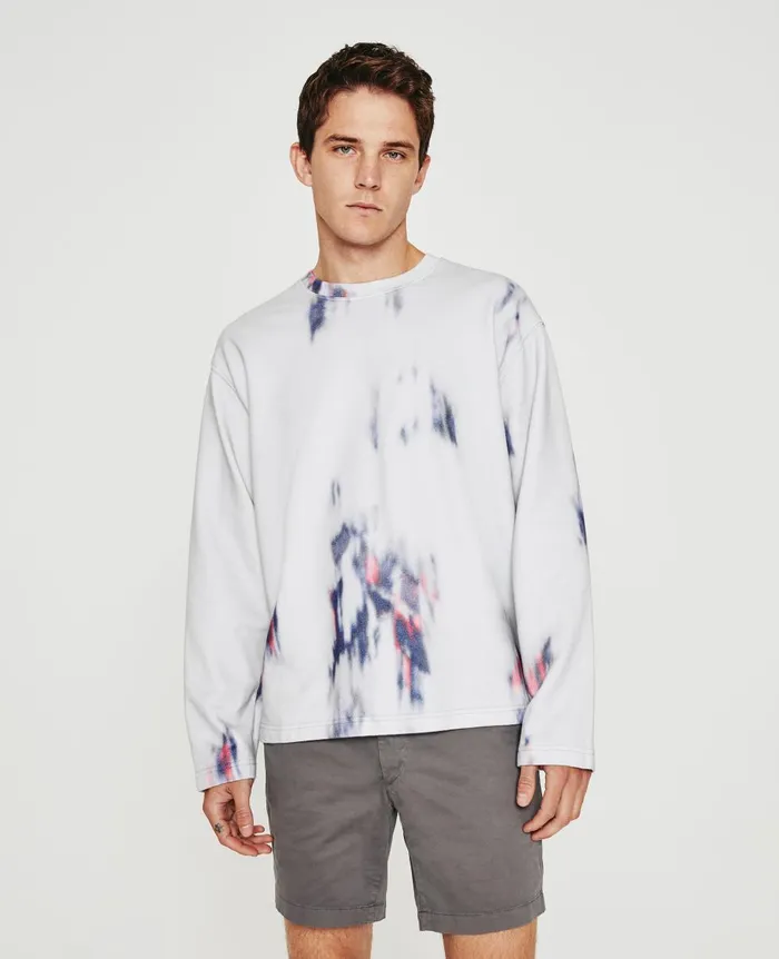 AG Jeans Liam Crew Ikat Brush Blue Multi Men Tees