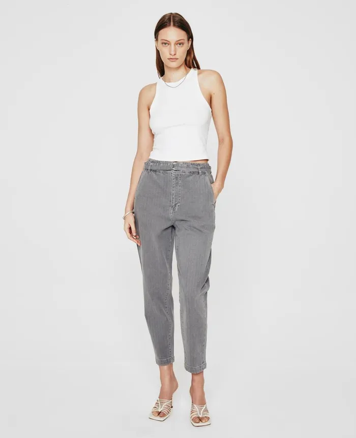 AG Jeans Renn Paperbag Trouser Sulfur Smooth Slate Women Pants