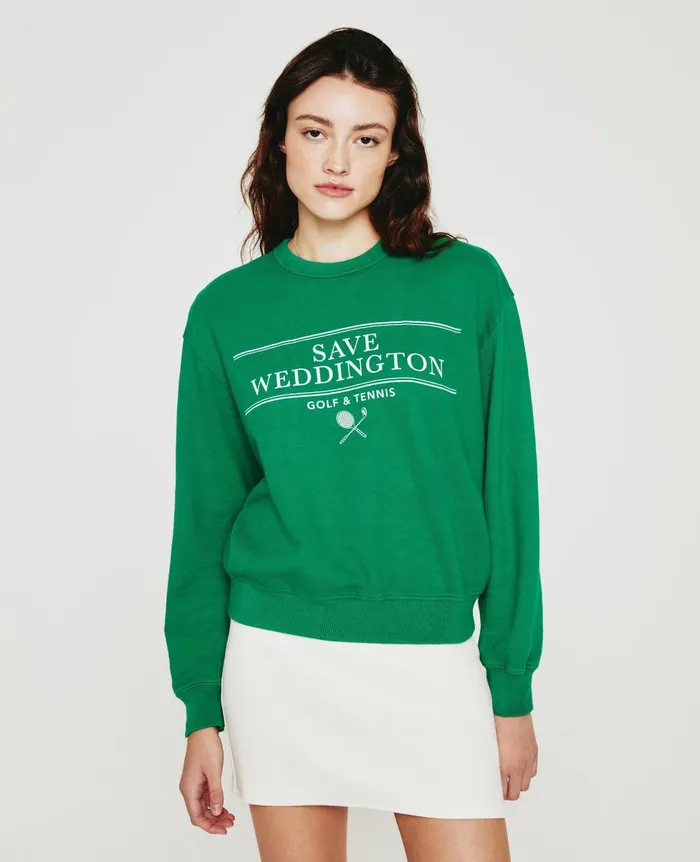 AG Jeans Weddington Crew Sweatshirt Save Weddington Turf Green Women Sweatshirts