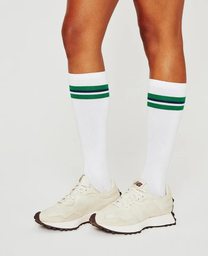 AG Jeans Weddington Knee High Socks Triple Stripe Match White WomenMen Socks