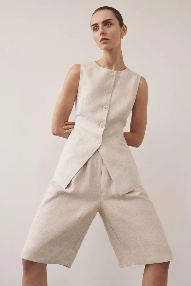 ALESSIA NATURAL LINEN VEST Women DISSH Vests