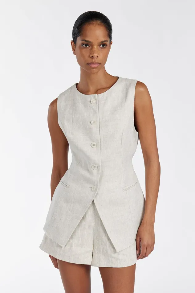ALESSIA NATURAL LINEN VEST Women DISSH Vests