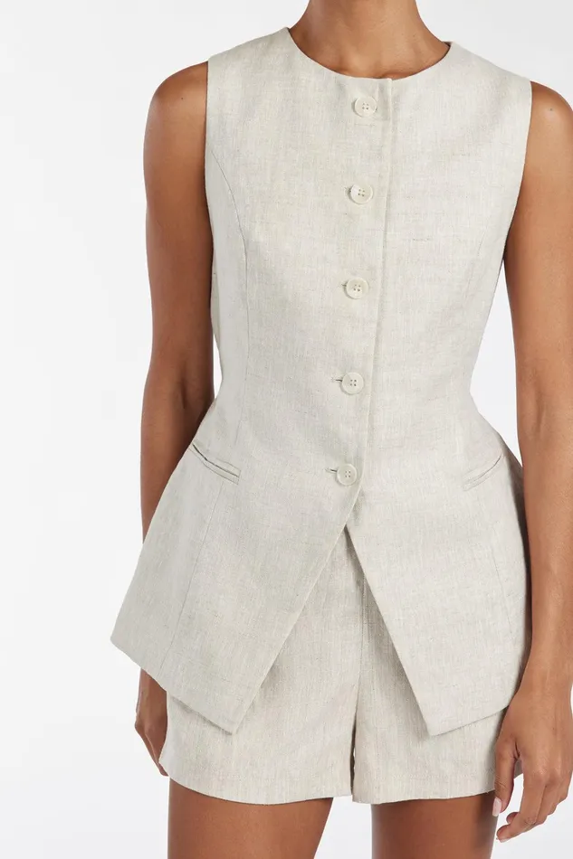 ALESSIA NATURAL LINEN VEST Women DISSH Vests