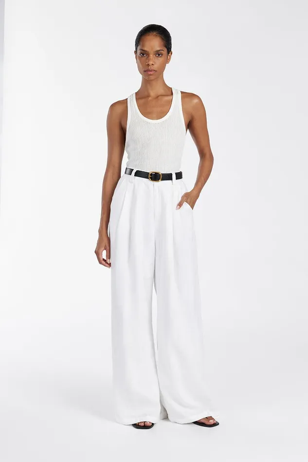 ALMA WHITE TEXTURED SCOOP KNIT TANK Women DISSH Tanks