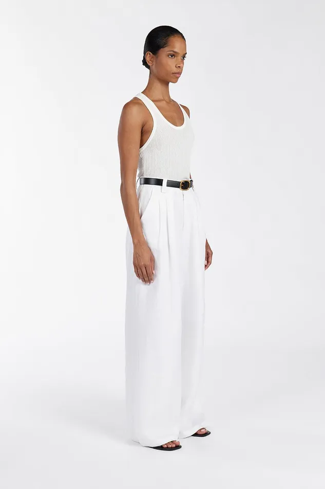 ALMA WHITE TEXTURED SCOOP KNIT TANK Women DISSH Tanks
