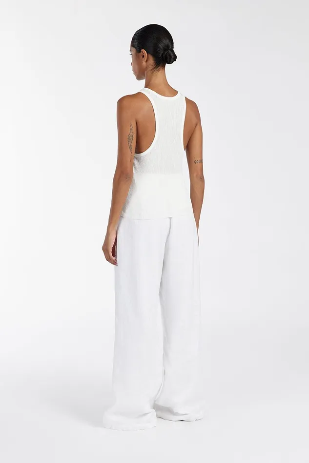ALMA WHITE TEXTURED SCOOP KNIT TANK Women DISSH Tanks