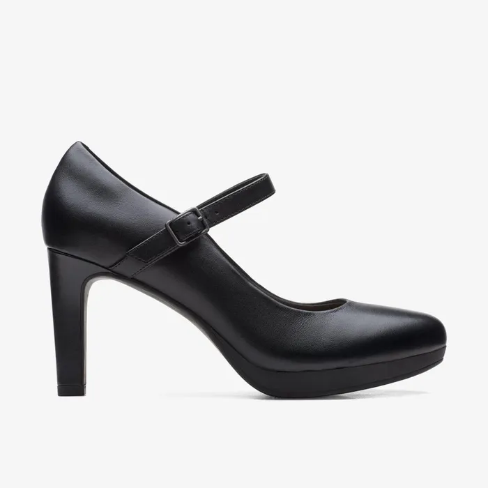 Ambyr Shine Black Leather Women Clarks Heels and Pumps