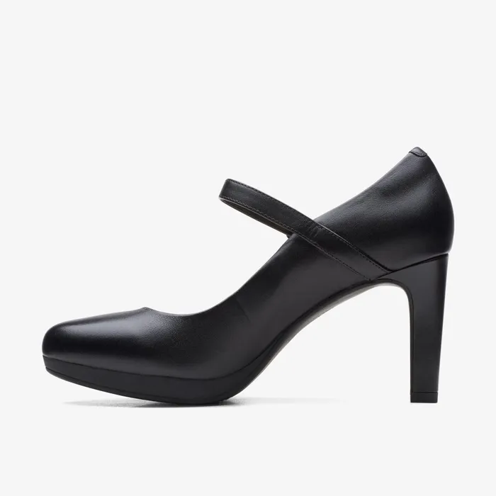 Ambyr Shine Black Leather Women Clarks Heels and Pumps