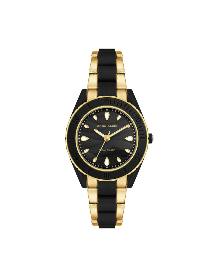 Anne Klein Consider It Recycled Ocean Plastic Bracelet Watch Black Women Watches 038 Jewelry