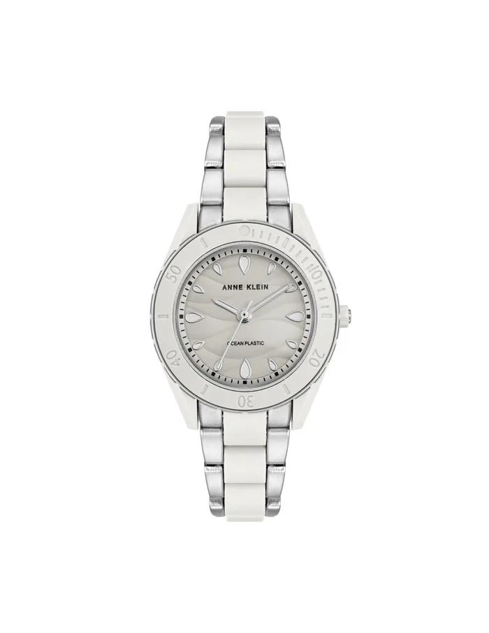 Anne Klein Consider It Recycled Ocean Plastic Bracelet Watch White Women Watches 038 Jewelry