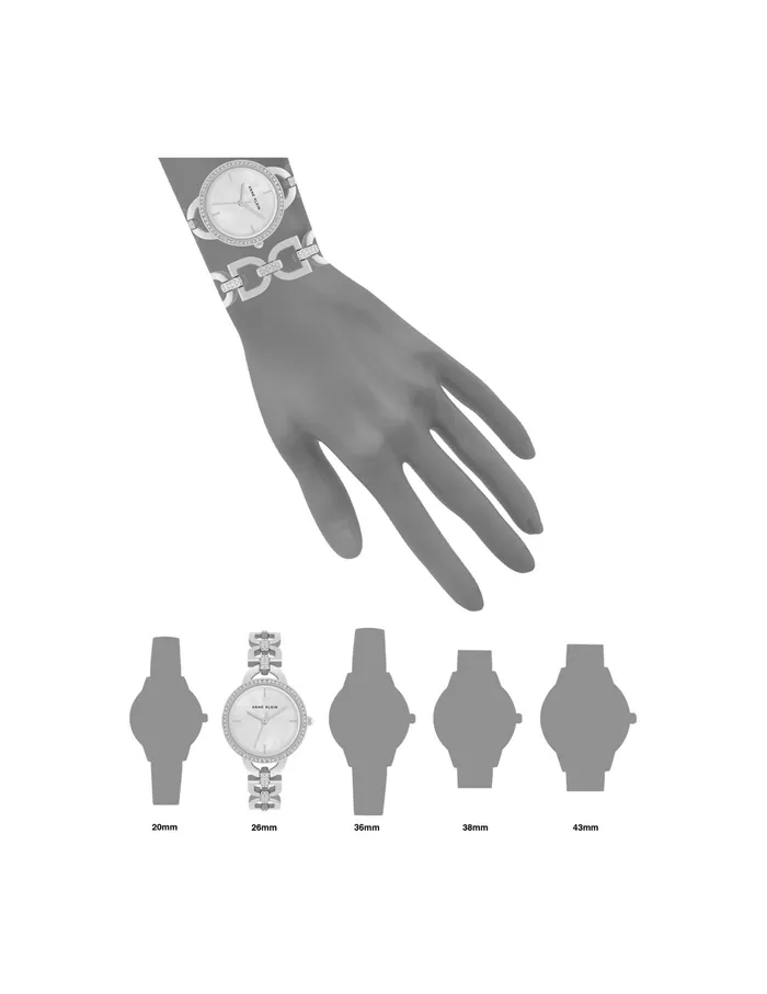 Anne Klein DLink Crystal Bracelet Watch Set Silvertone Women Watches 038 Jewelry