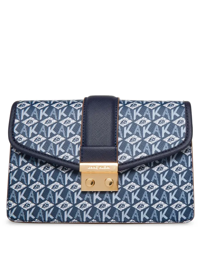 Anne Klein EW AK Cube Logo Flap Crossbody Distant Mountainwhite Women Handbags