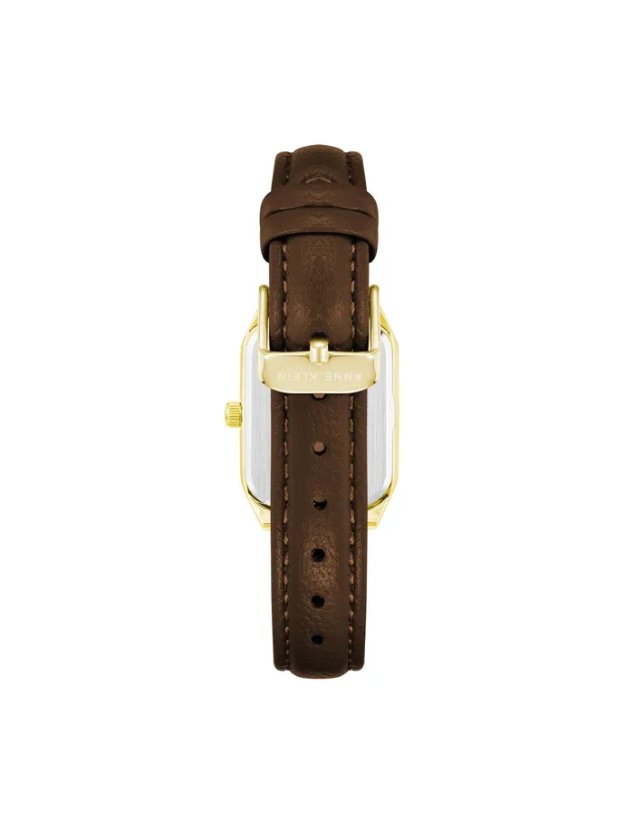 Anne Klein Octagonal Shaped Leather Strap Watch Goldtone Women Watches 038 Jewelry