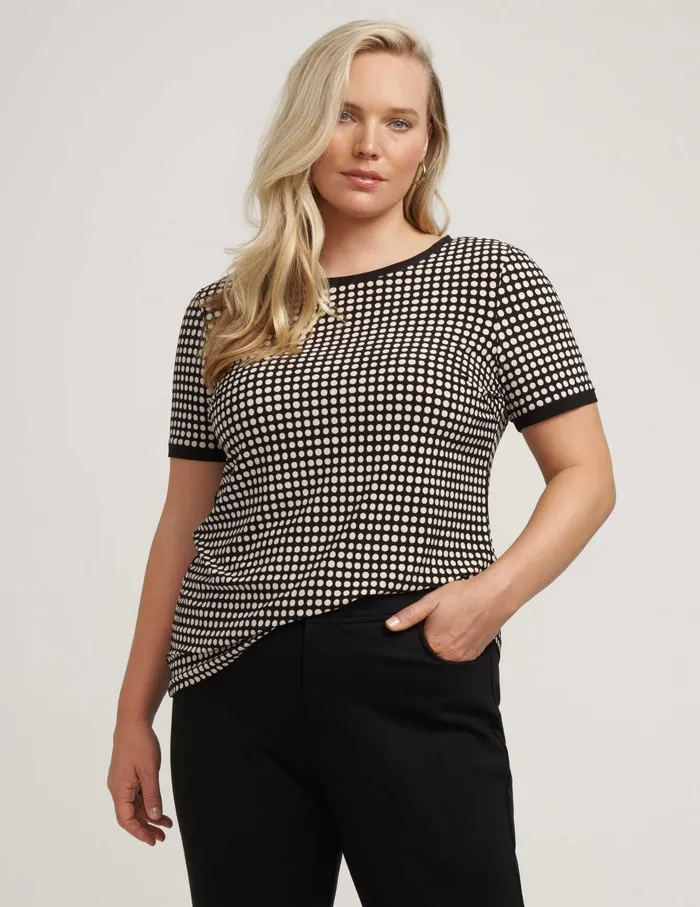 Anne Klein Plus Size Button Back Knit Tee Anne Black Women Clothing