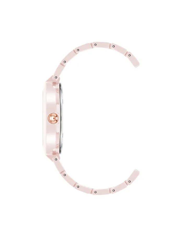 Anne Klein Round Mother Of Pearl Dial Ceramic Bracelet Watch Pink Women Watches 038 Jewelry