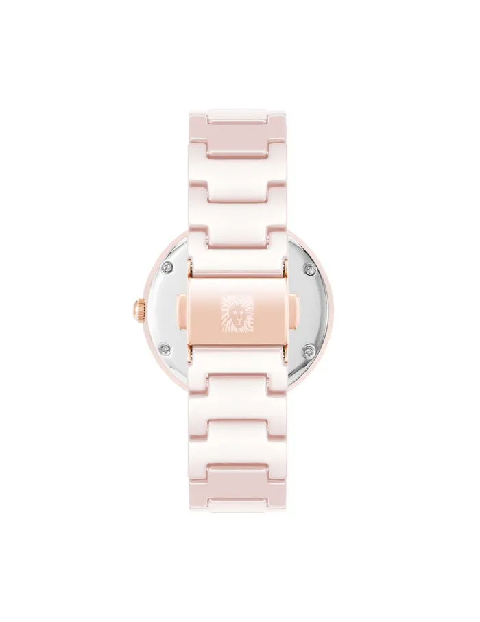 Anne Klein Round Mother Of Pearl Dial Ceramic Bracelet Watch Pink Women Watches 038 Jewelry