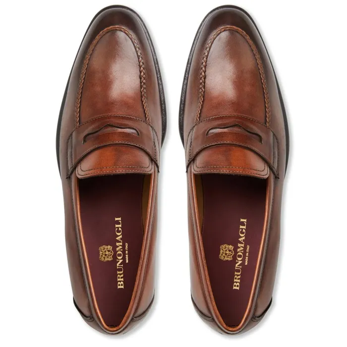 Arden Braided Leather LoaferCognac Men Bruno Magli Loafers and Slipons