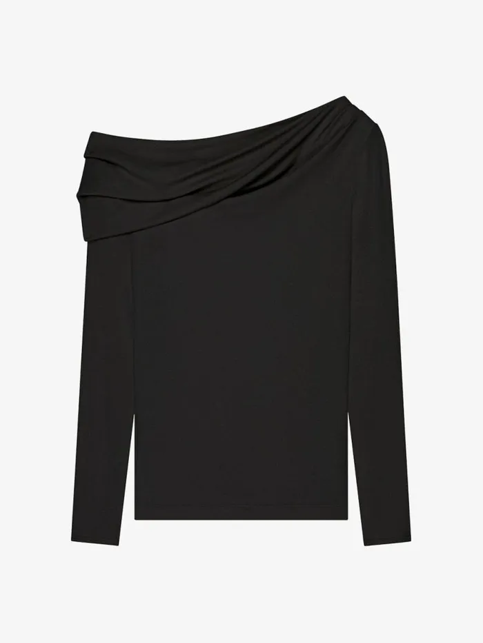 Asymmetric Draped Top In Jersey Black Women Givenchy Tops and Shirts