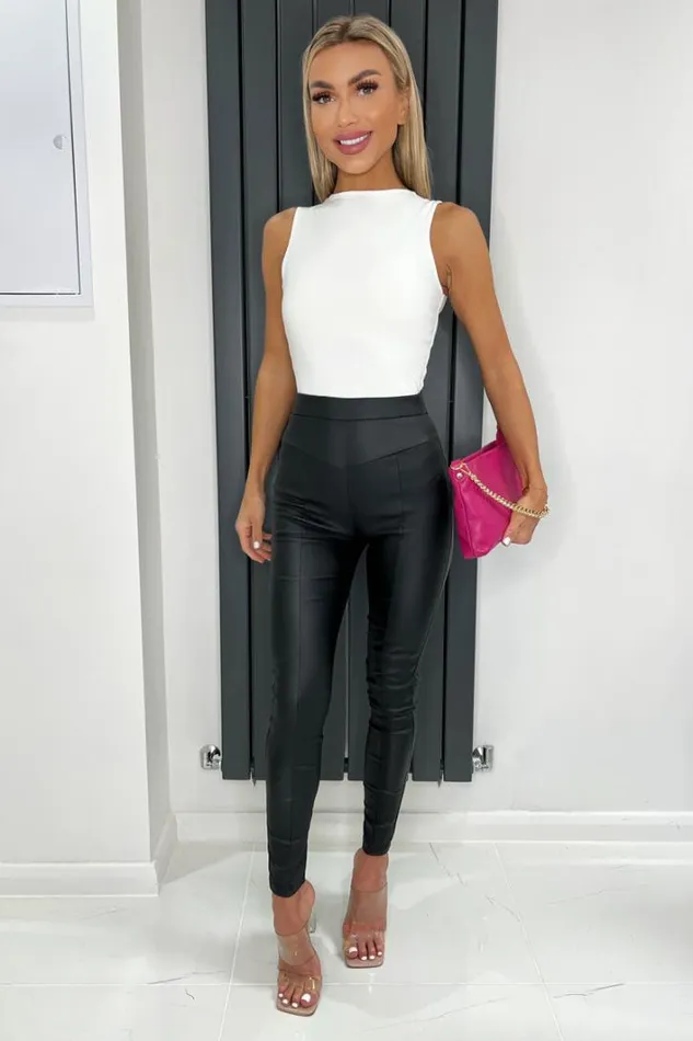 AX Paris Black Faux Leather Leggings Trousers and Leggings