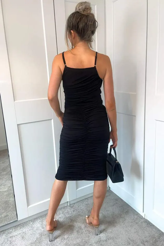 AX Paris Black Ruched Pleated Top Midi Dress Dresses