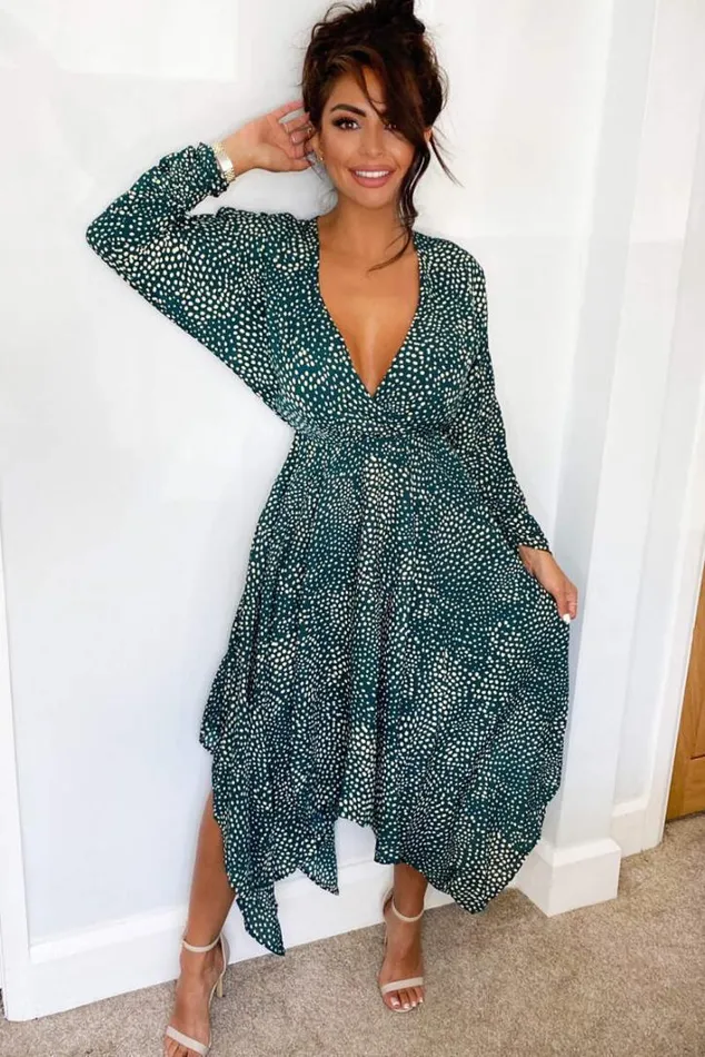 AX Paris Green Spotty Handkerchief Midi Dress Midi Dresses