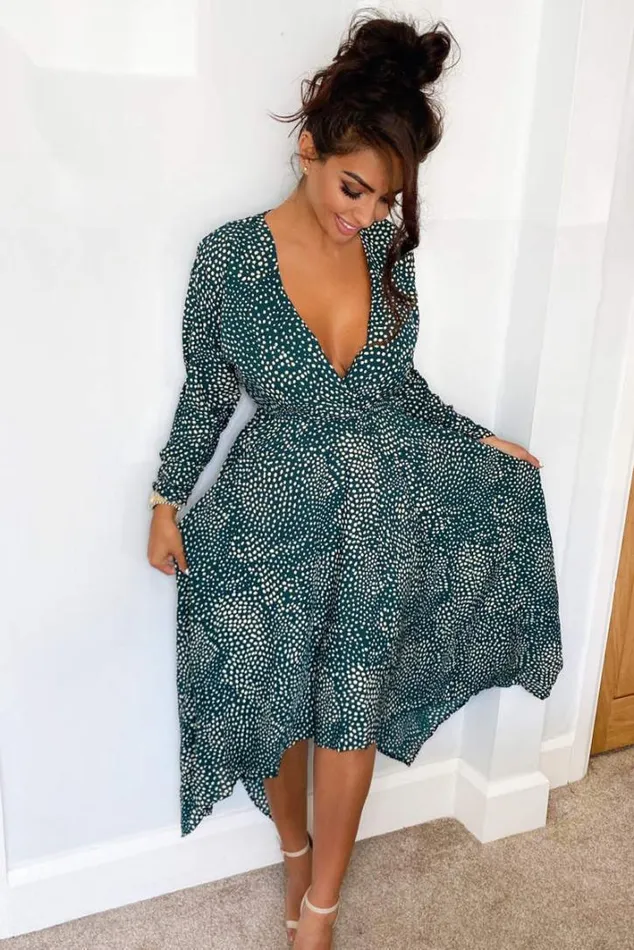 AX Paris Green Spotty Handkerchief Midi Dress Midi Dresses