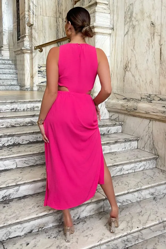 AX Paris Hot Pink Cut Out Midi Dress Dresses