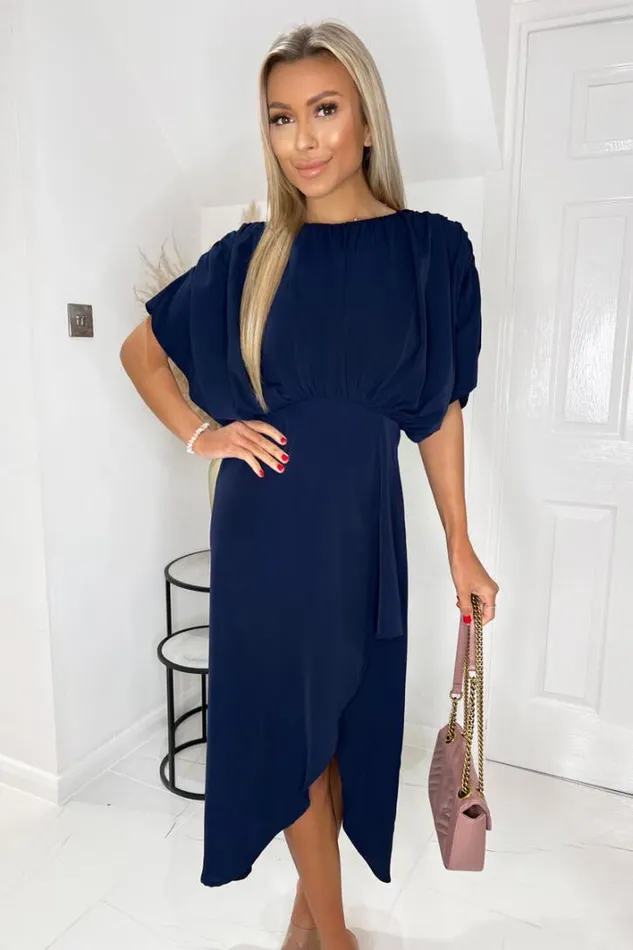 AX Paris Navy Batwing Top Wrap Skirt Midi Dress Dresses