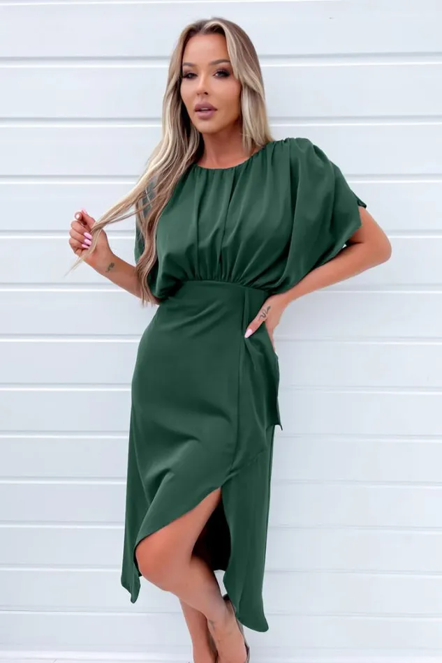 AX Paris Teal Batwing Gathered Top Midi Dress Dresses