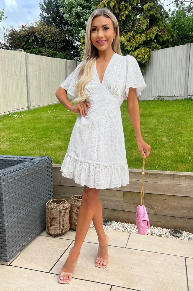 AX Paris White Broderie Mini Dress Dresses