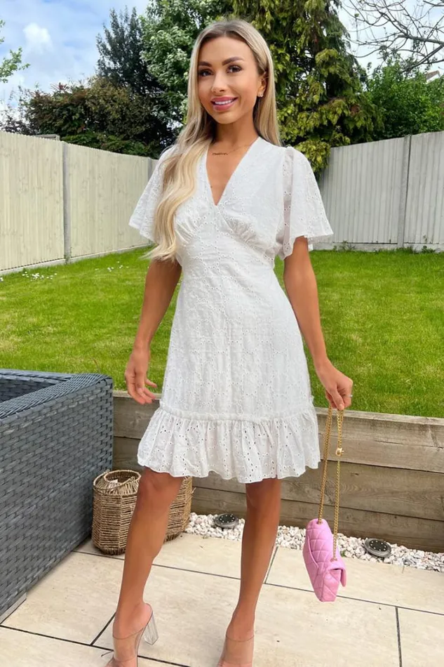 AX Paris White Broderie Mini Dress Dresses