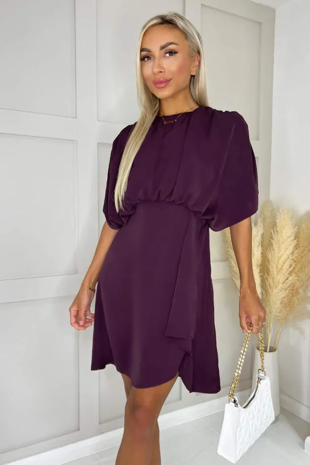 AX Paris Wine Batwing Gathered Top Mini Dress Dresses