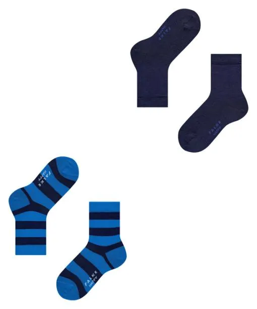 Babies and Kids Happy Stripe 2Pack Kids Socks Black FALKE Socks